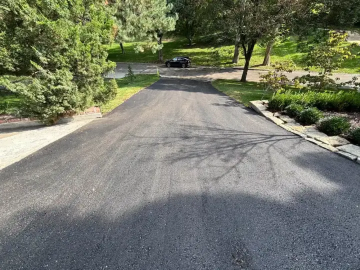 Asphalt driveway completed different view