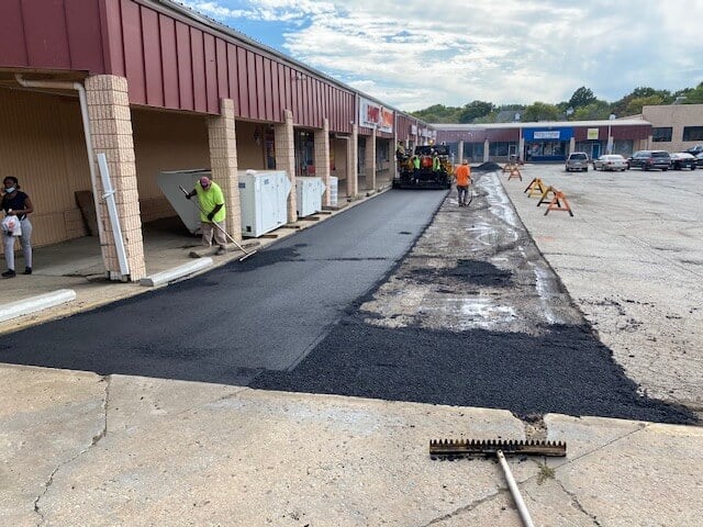 Asphalt repair strip mall parking lot paving2