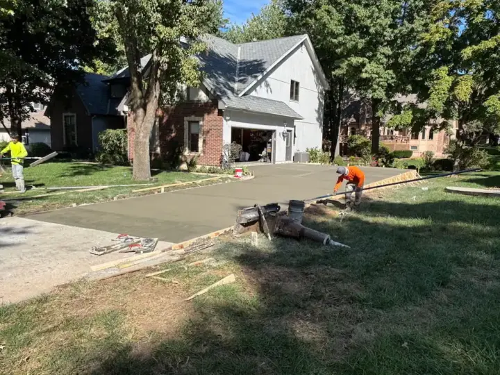 Concrete driveway concrte laid