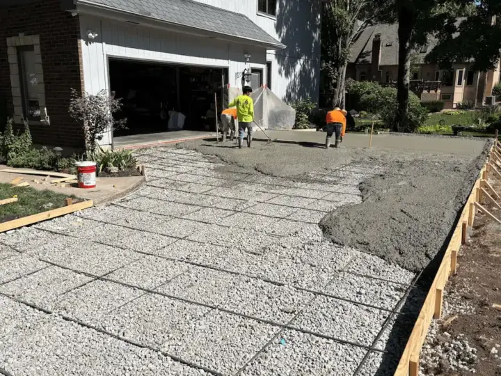 Concrete driveway pour