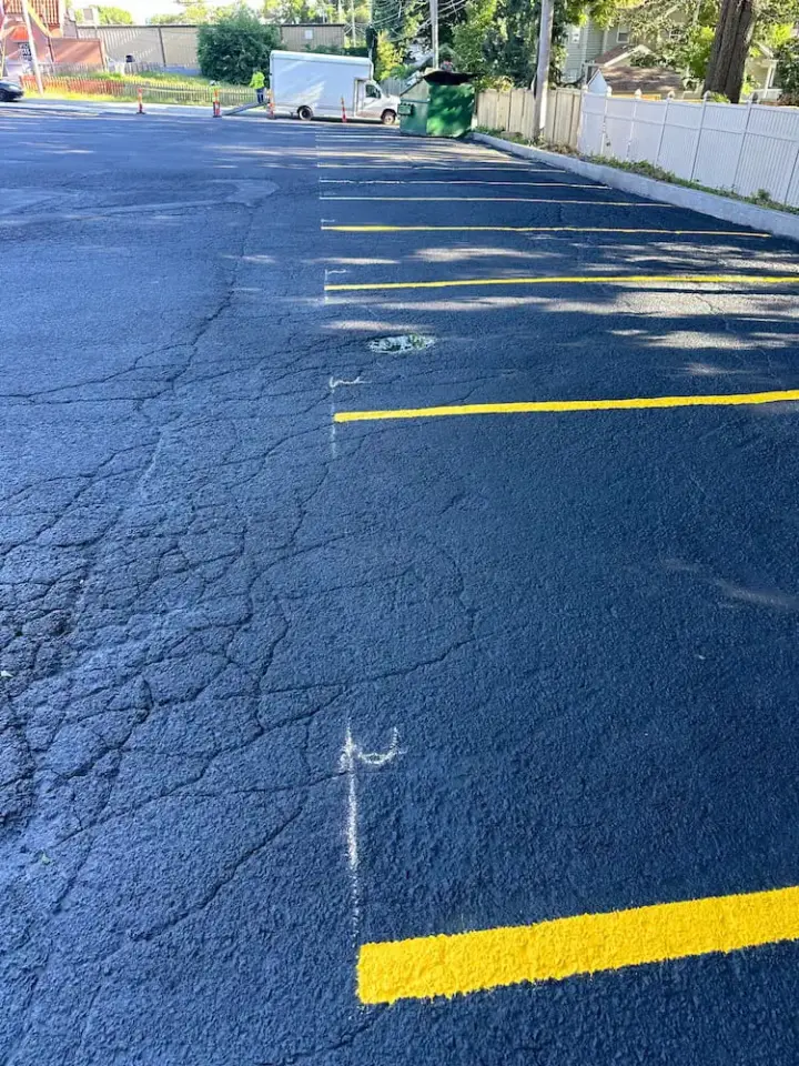 Parking lot seal coat completed